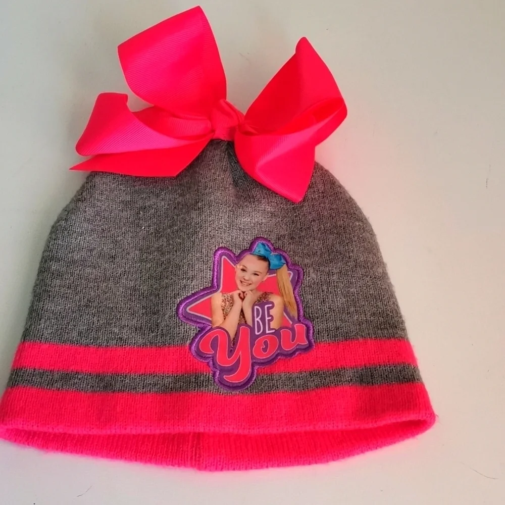 Jojo Siwa Fucsia and gray Beanie